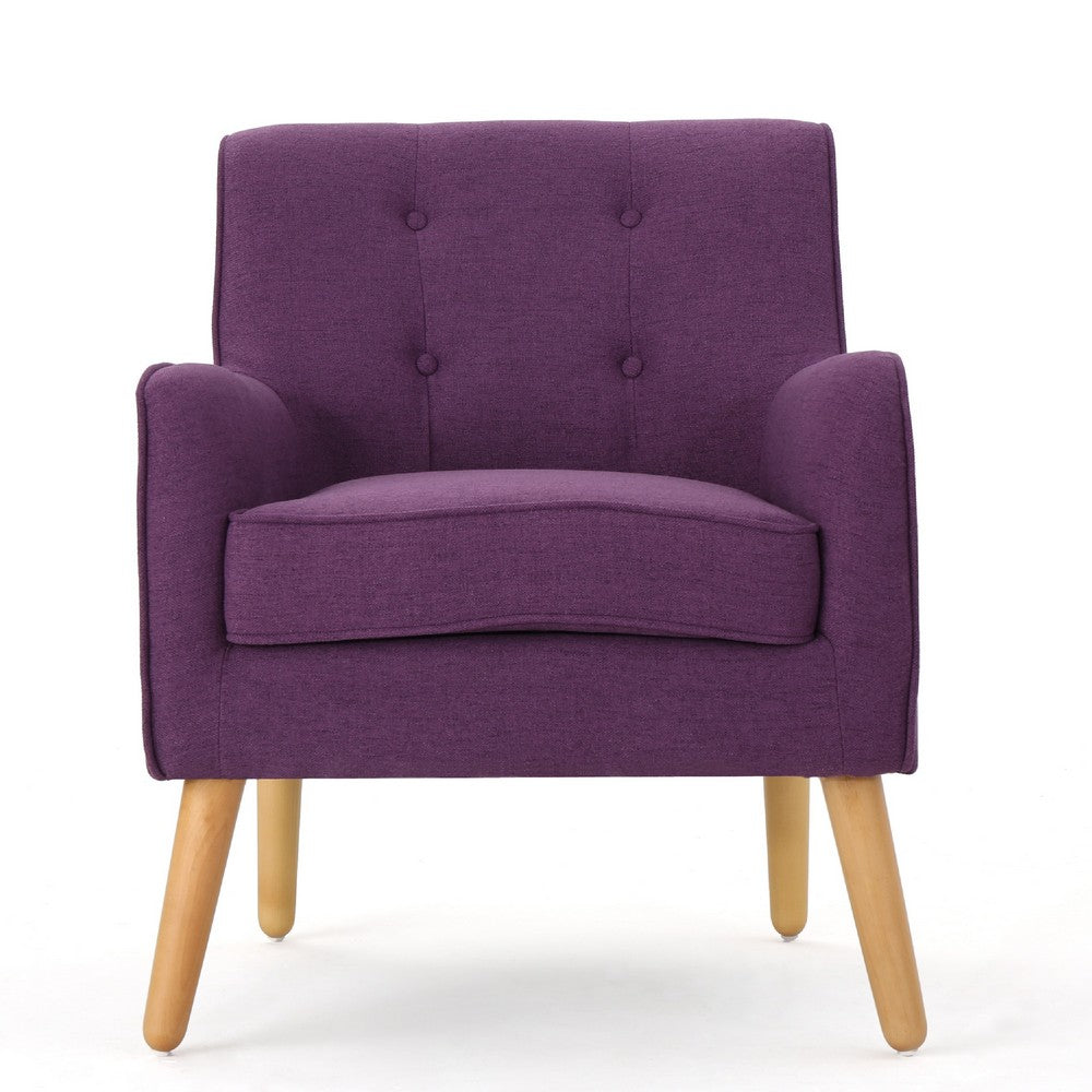 Felix Accent Armchair | Splayed Birch Wood Legs | Button Tufted Purple