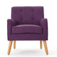 Felix Accent Armchair | Splayed Birch Wood Legs | Button Tufted Purple