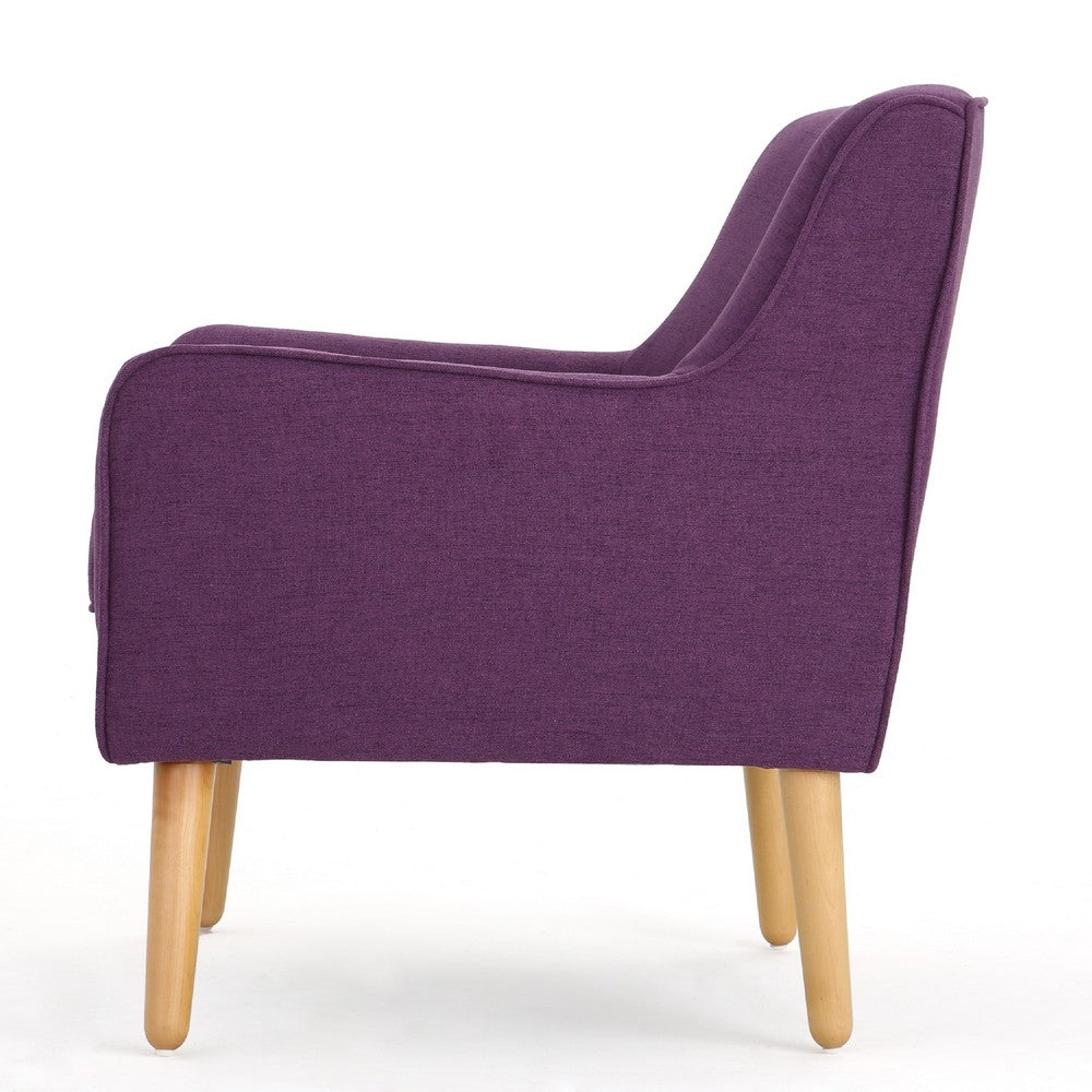 Felix Accent Armchair | Splayed Birch Wood Legs | Button Tufted Purple