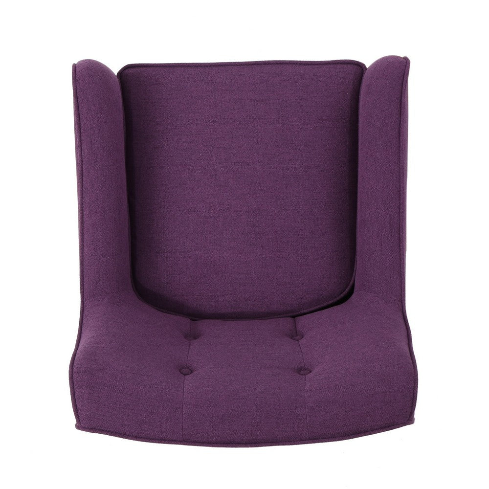 Felix Accent Armchair | Splayed Birch Wood Legs | Button Tufted Purple