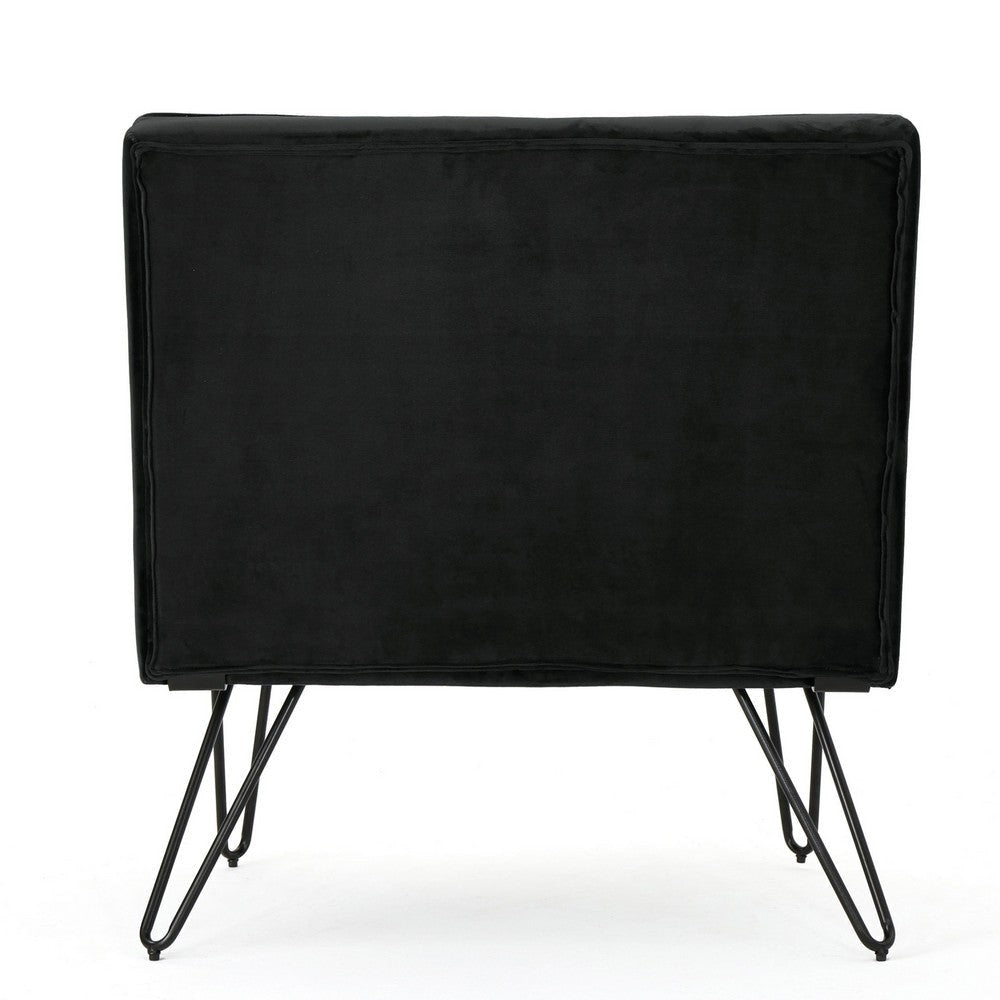Ashley Armless Slipper Chair | Hairpin Legs | Tufted Black Velvet