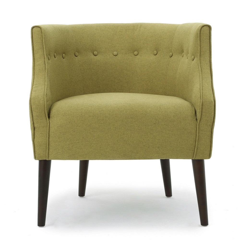 Fenny Accent Club Chair | Tapered Birch Wood Legs | Tufted Green