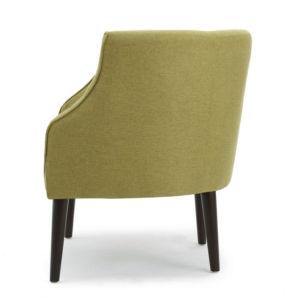 Fenny Accent Club Chair | Tapered Birch Wood Legs | Tufted Green