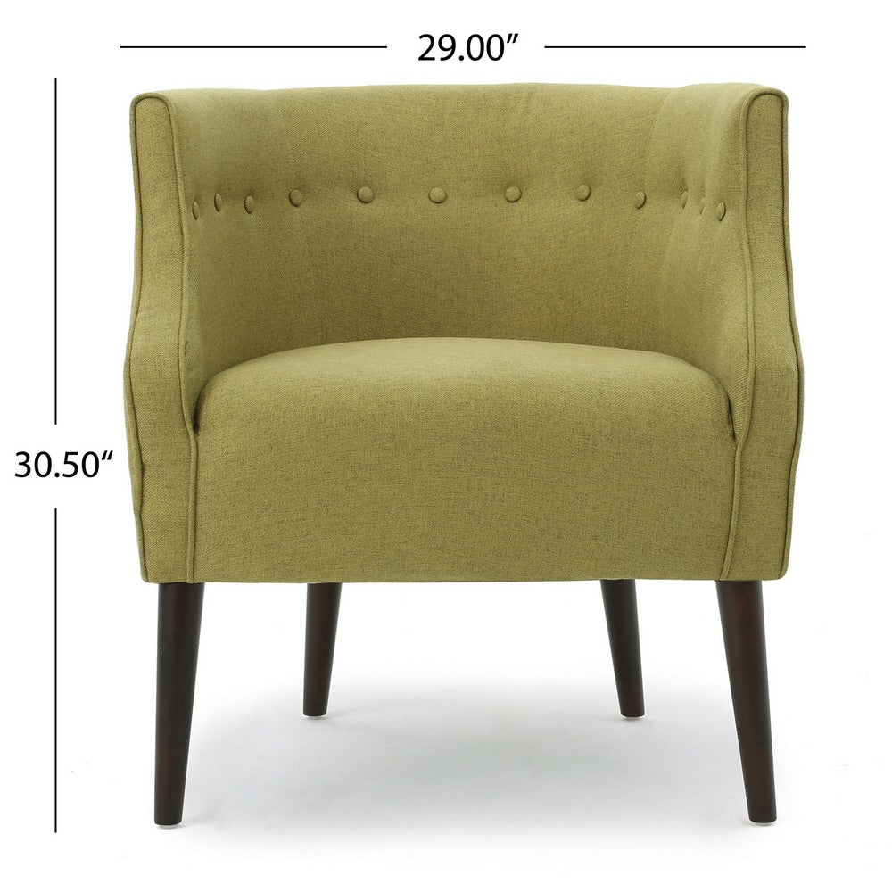 Fenny Accent Club Chair | Tapered Birch Wood Legs | Tufted Green