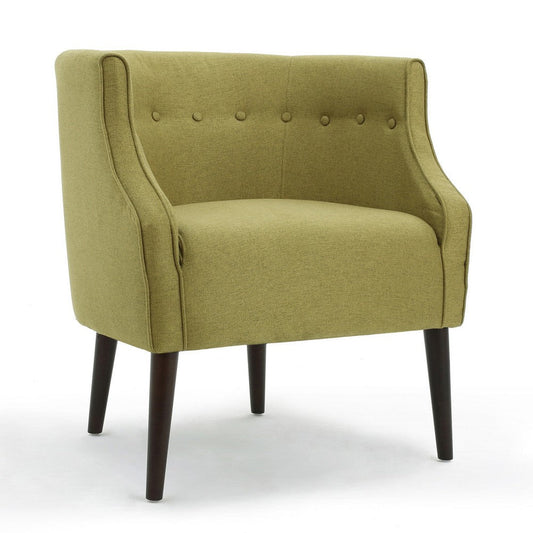 Fenny Accent Club Chair | Tapered Birch Wood Legs | Tufted Green