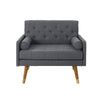 Javie Club Accent Chair | Splayed Rubberwood Legs | Button Tufted Gray BM335222