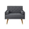 Javie Club Accent Chair | Splayed Rubberwood Legs | Button Tufted Gray