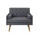 Javie Club Accent Chair | Splayed Rubberwood Legs | Button Tufted Gray