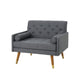 Javie Club Accent Chair | Splayed Rubberwood Legs | Button Tufted Gray