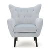 Zorro Accent Armchair | Solid Oak Wood | Tufted Light Gray Velvet