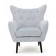 Zorro Accent Armchair | Solid Oak Wood | Tufted Light Gray Velvet