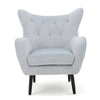 Zorro Accent Armchair | Solid Oak Wood | Tufted Light Gray Velvet BM335224
