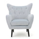 Zorro Accent Armchair | Solid Oak Wood | Tufted Light Gray Velvet BM335224