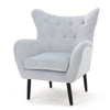 Zorro Accent Armchair | Solid Oak Wood | Tufted Light Gray Velvet