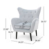 Zorro Accent Armchair | Solid Oak Wood | Tufted Light Gray Velvet
