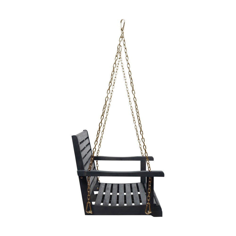 Mania Porch Swing Bench with Hanging Chain | Slatted Gray Acacia Wood