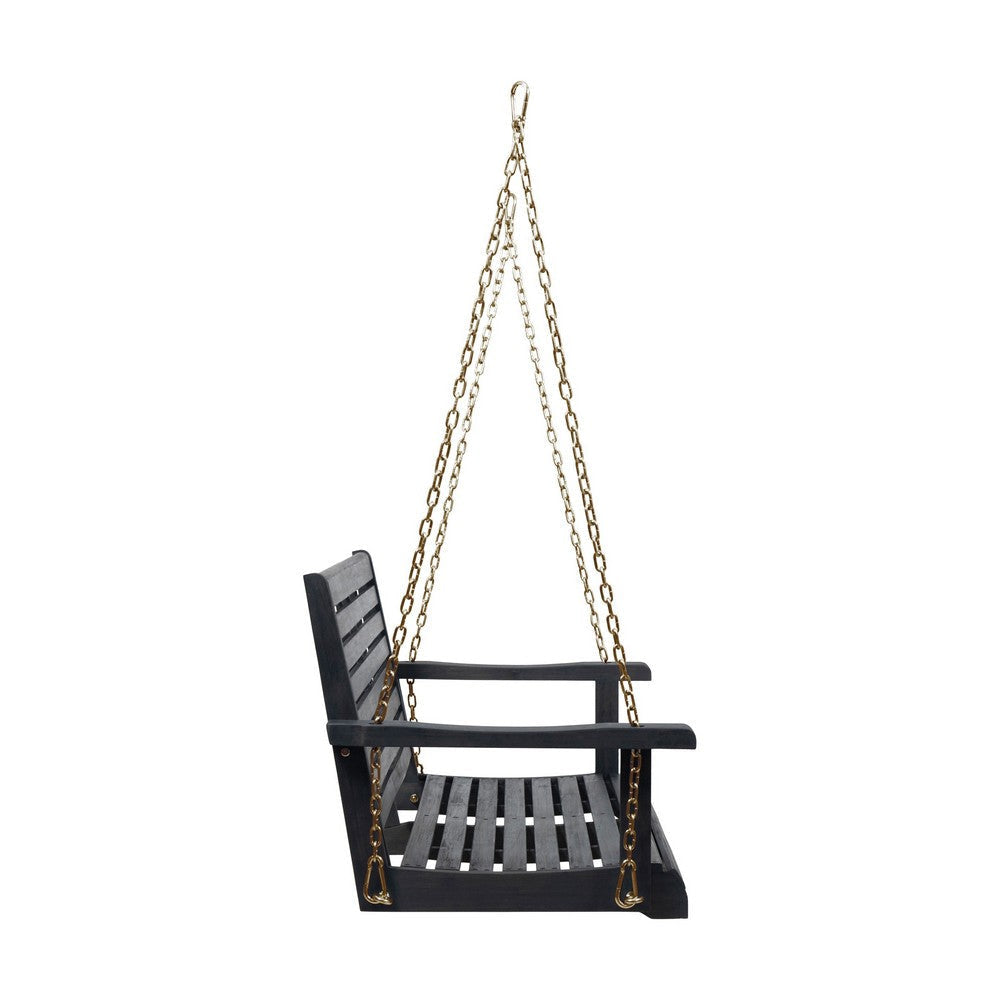 Mania Porch Swing Bench with Hanging Chain | Slatted Gray Acacia Wood BM335225