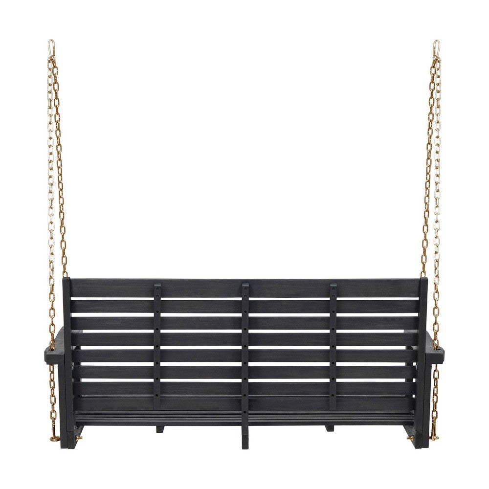 Mania Porch Swing Bench with Hanging Chain | Slatted Gray Acacia Wood