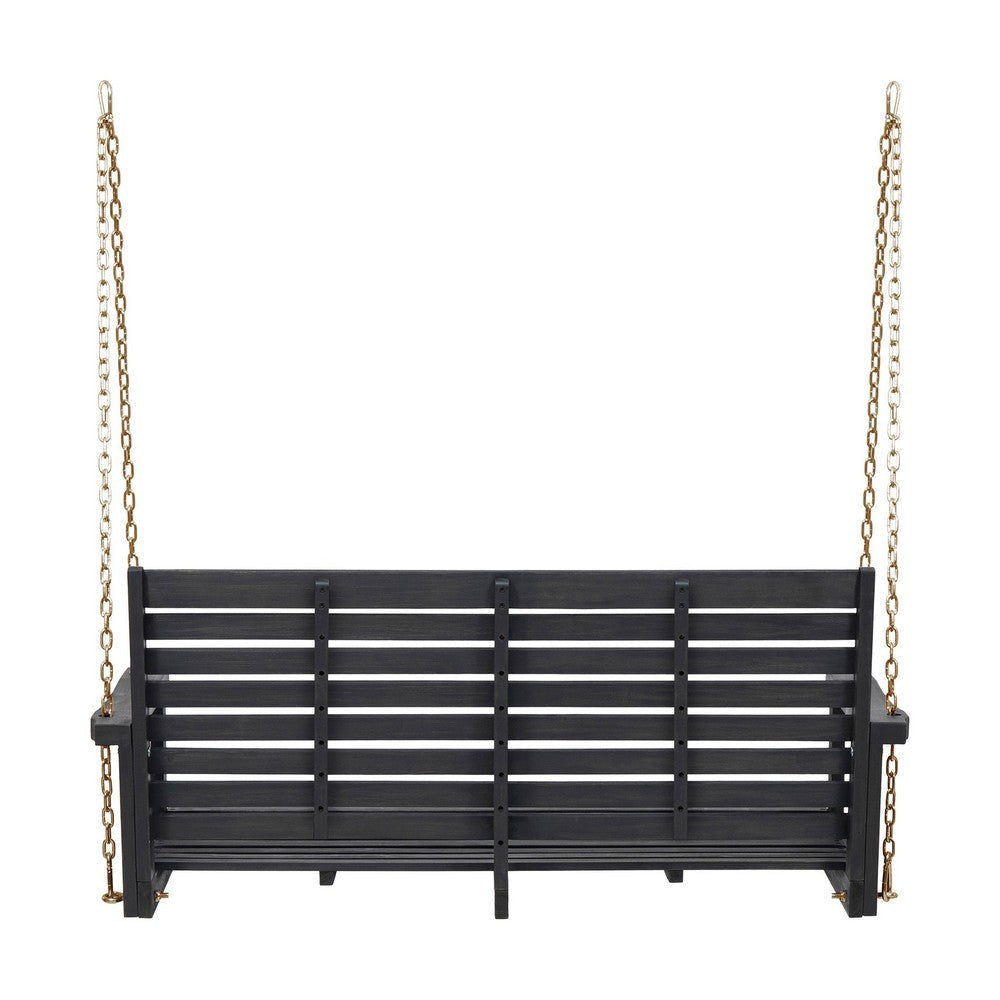 Mania Porch Swing Bench with Hanging Chain | Slatted Gray Acacia Wood BM335225