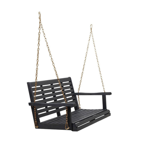 Mania Porch Swing Bench with Hanging Chain | Slatted Gray Acacia Wood