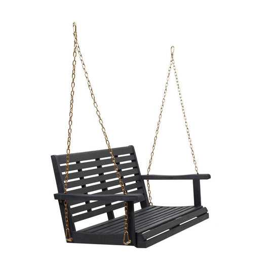 Mania Porch Swing Bench with Hanging Chain | Slatted Gray Acacia Wood
