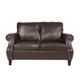 Zika Loveseat | Nailhead Trim Dark Brown Faux Leather | 59"
