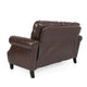 Zika Loveseat | Nailhead Trim Dark Brown Faux Leather | 59"