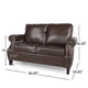 Zika Loveseat | Nailhead Trim Dark Brown Faux Leather | 59’’