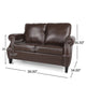 Zika Loveseat | Nailhead Trim Dark Brown Faux Leather | 59"