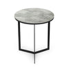Rimie Accent Table | Open Black Metal Frame | 17" White Marble Top