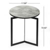 Rimie Accent Table | Open Black Metal Frame | 17" White Marble Top