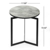 Rimie Accent Table | Open Black Metal Frame | 17’’ White Marble Top BM335229