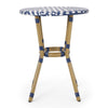 Outdoor French Bistro Table | Blue White Rattan | 22’’ Brown Aluminum BM335230