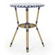 Outdoor French Bistro Table | Blue White Rattan | 22’’ Brown Aluminum BM335230