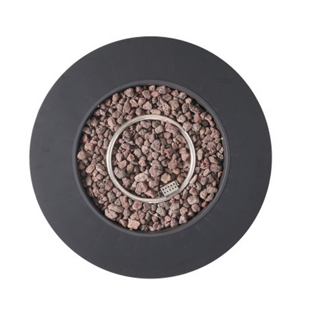 Outdoor Fire Pit | 40,000 BTUs Cutout Handles | Round Dark Gray Iron