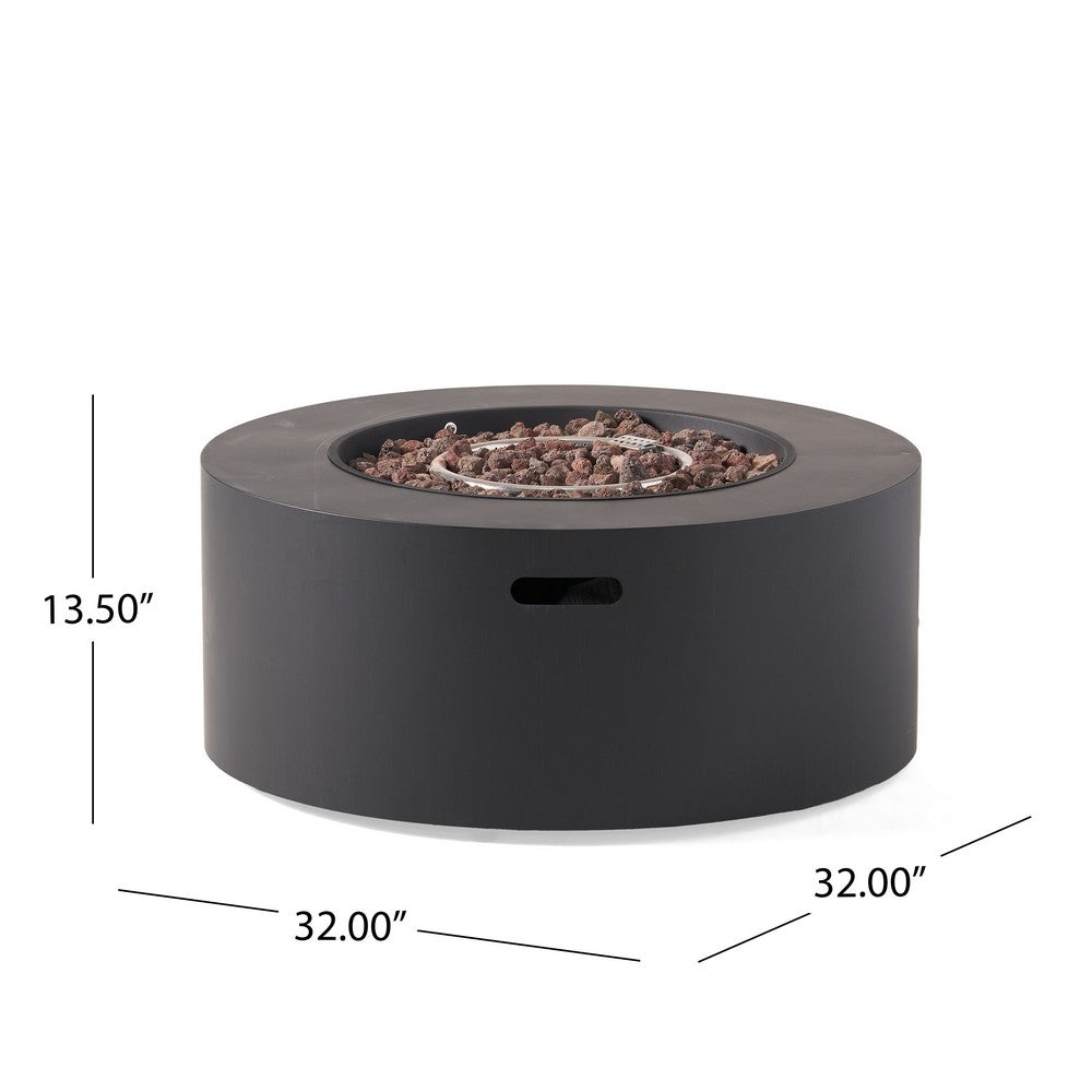 Outdoor Fire Pit | 40,000 BTUs Cutout Handles | Round Dark Gray Iron