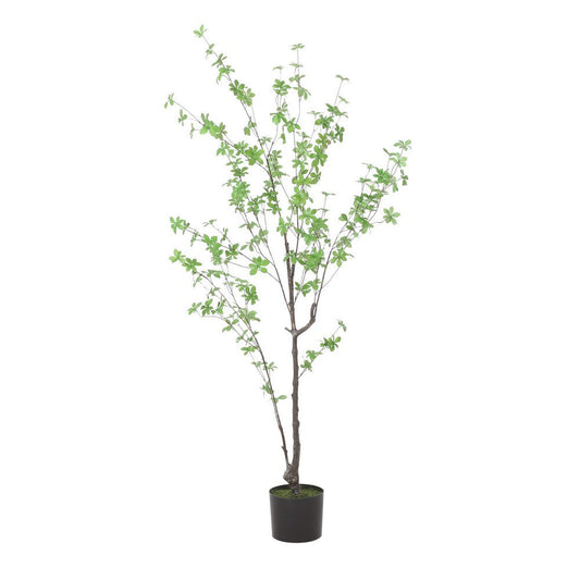 Yuri 59" Artificial Enkianthus Tree | Pre Potted | Brown Green White
