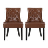 Chen Dining Chair Set of 2 | Diamond Tufted Back | Brown Faux Leather