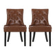 Chen Dining Chair Set of 2 | Diamond Tufted Back | Brown Faux Leather