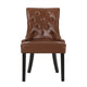 Chen Dining Chair Set of 2 | Diamond Tufted Back | Brown Faux Leather BM335250