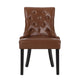 Chen Dining Chair Set of 2 | Diamond Tufted Back | Brown Faux Leather
