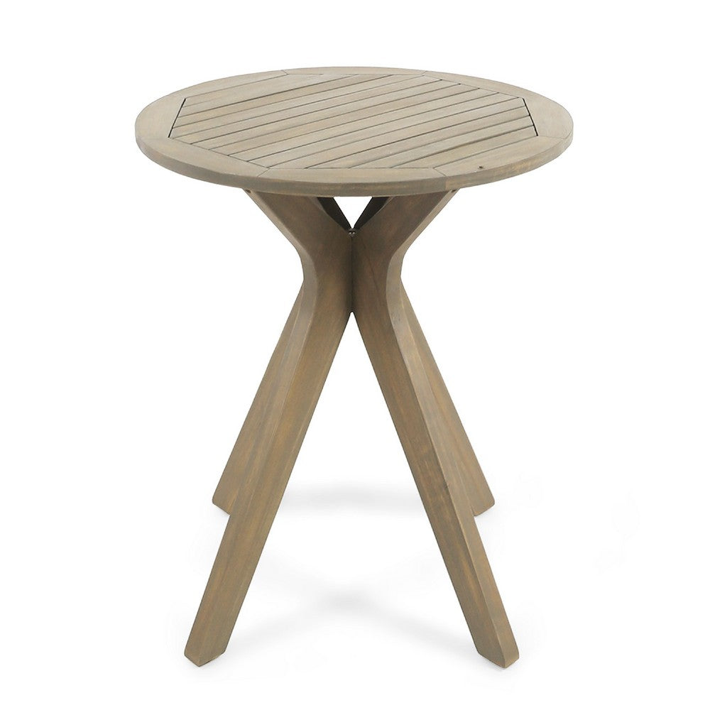 Ambre Outdoor Breakfast Dining Table | 28" Slatted Gray Acacia Wood