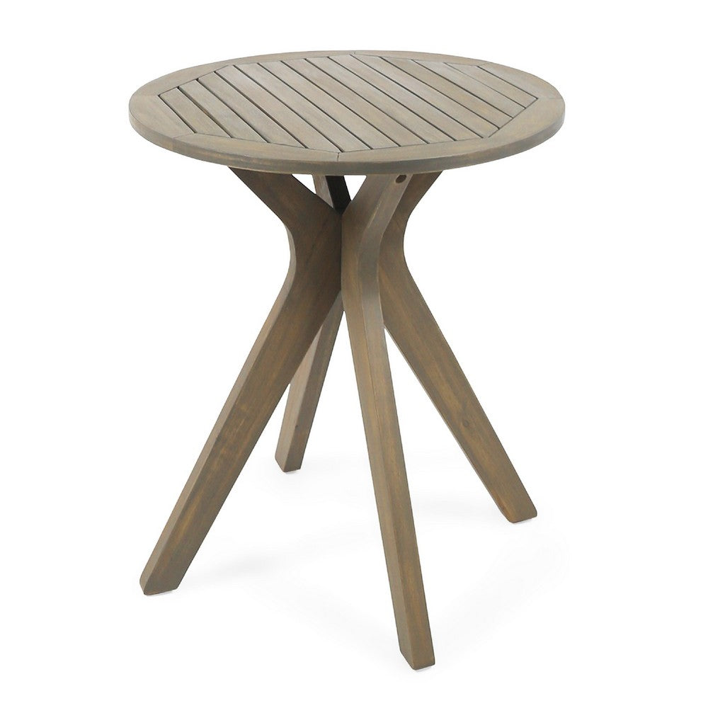 Ambre Outdoor Breakfast Dining Table | 28" Slatted Gray Acacia Wood