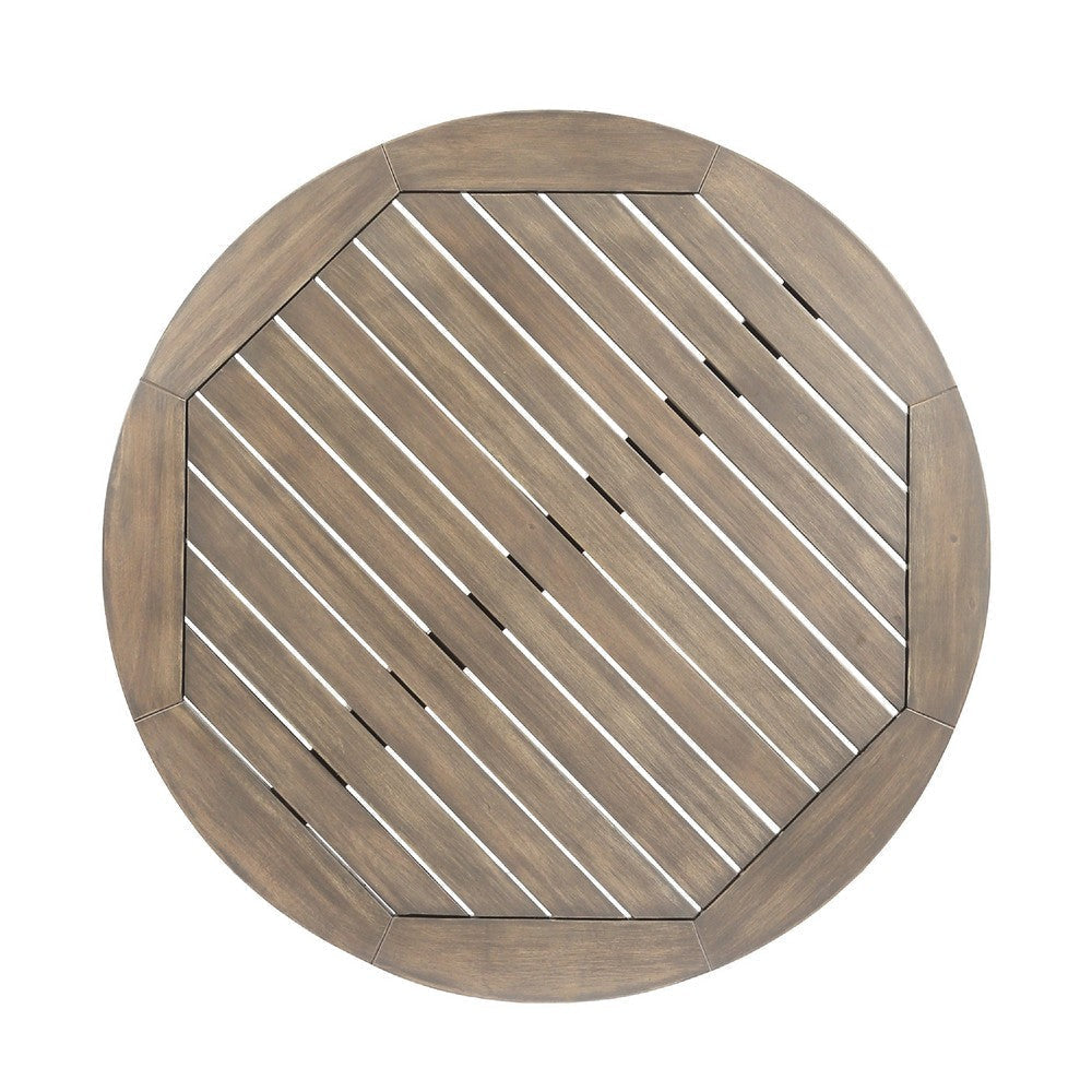 Ambre Outdoor Breakfast Dining Table | 28’’ Slatted Gray Acacia Wood BM335251