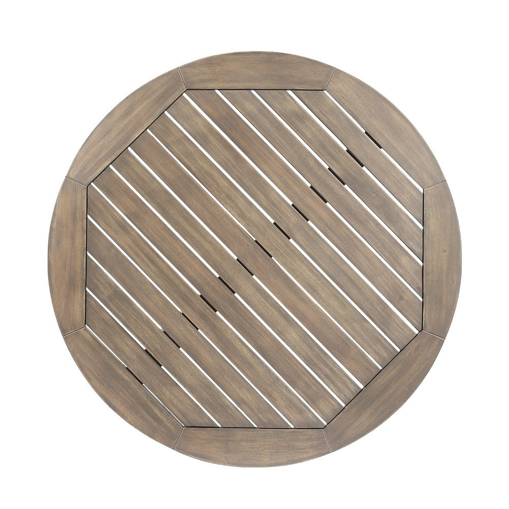Ambre Outdoor Breakfast Dining Table | 28" Slatted Gray Acacia Wood