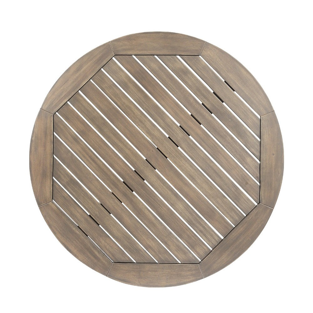 Ambre Outdoor Breakfast Dining Table | 28" Slatted Gray Acacia Wood