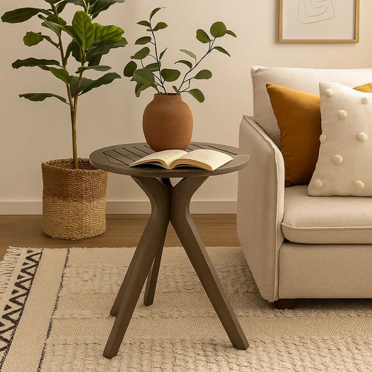 Ambre Outdoor Breakfast Dining Table | 28" Slatted Gray Acacia Wood