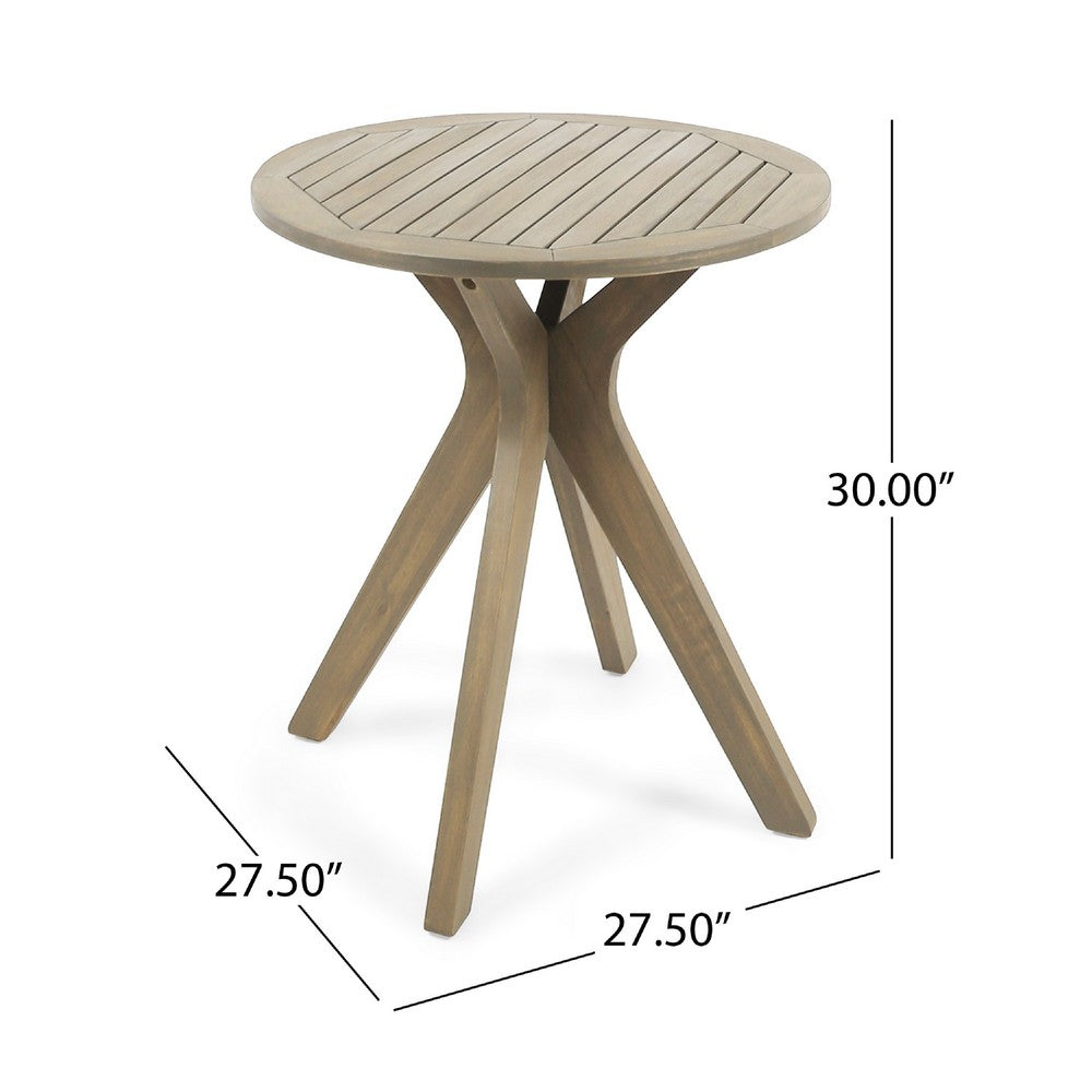 Ambre Outdoor Breakfast Dining Table | 28" Slatted Gray Acacia Wood