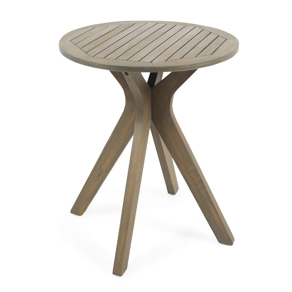 Ambre Outdoor Breakfast Dining Table | 28" Slatted Gray Acacia Wood