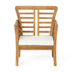 3pc Outdoor Club Chair Set w Coffee Table | Brown Wood Slatted Design